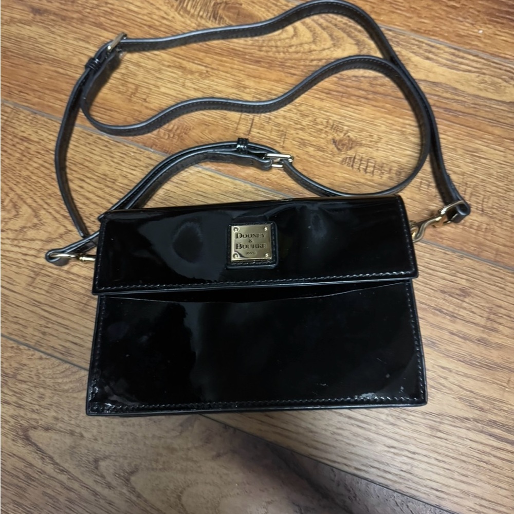 Dooney & Bourke Black Crossbody Bag with Glossy Finish